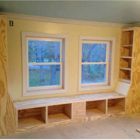 Custom Made Open Shelving / Window Seat